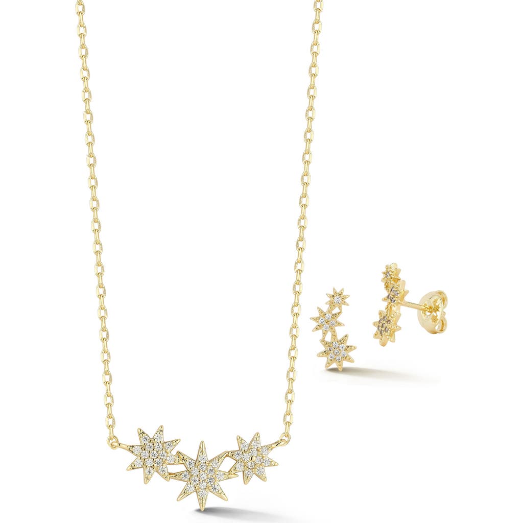 Sphera Milano Pavé Starburst Necklace & Earrings Set In Gold