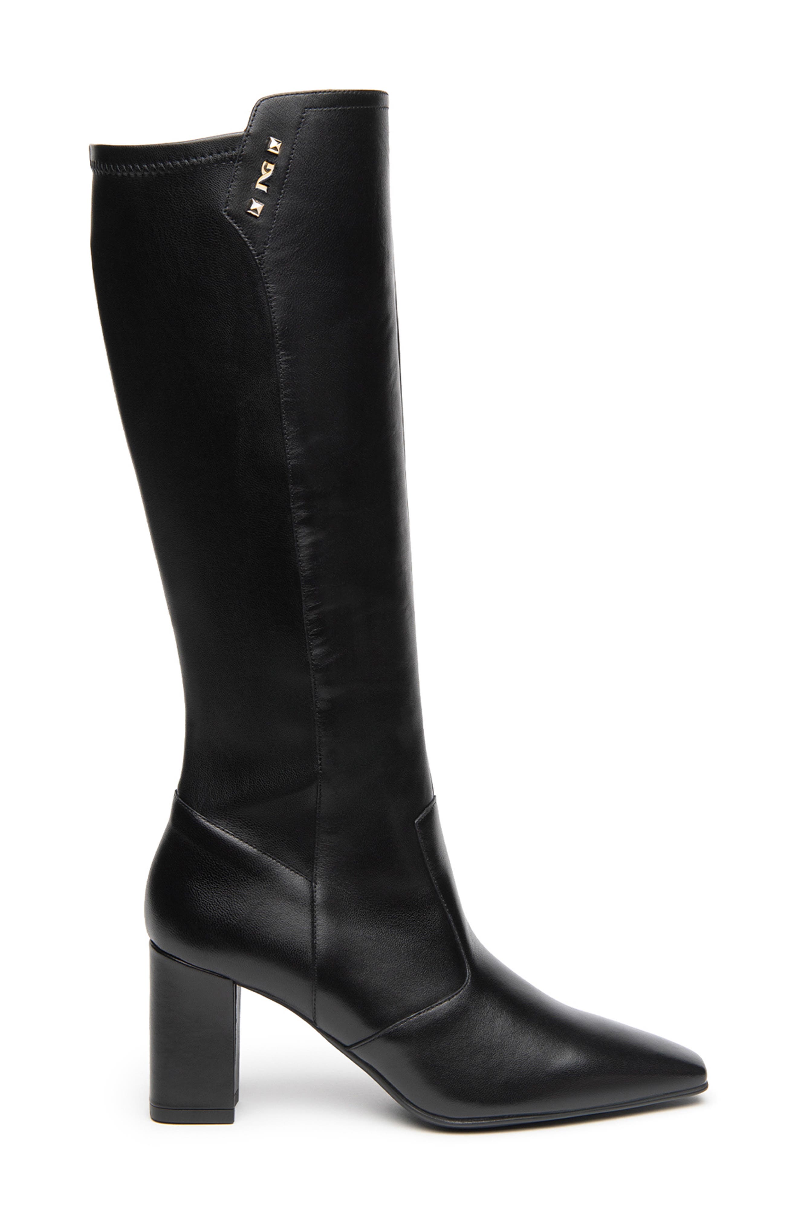 Pointed Toe Stretch Knee High Boot, Alternate, color, BLACK