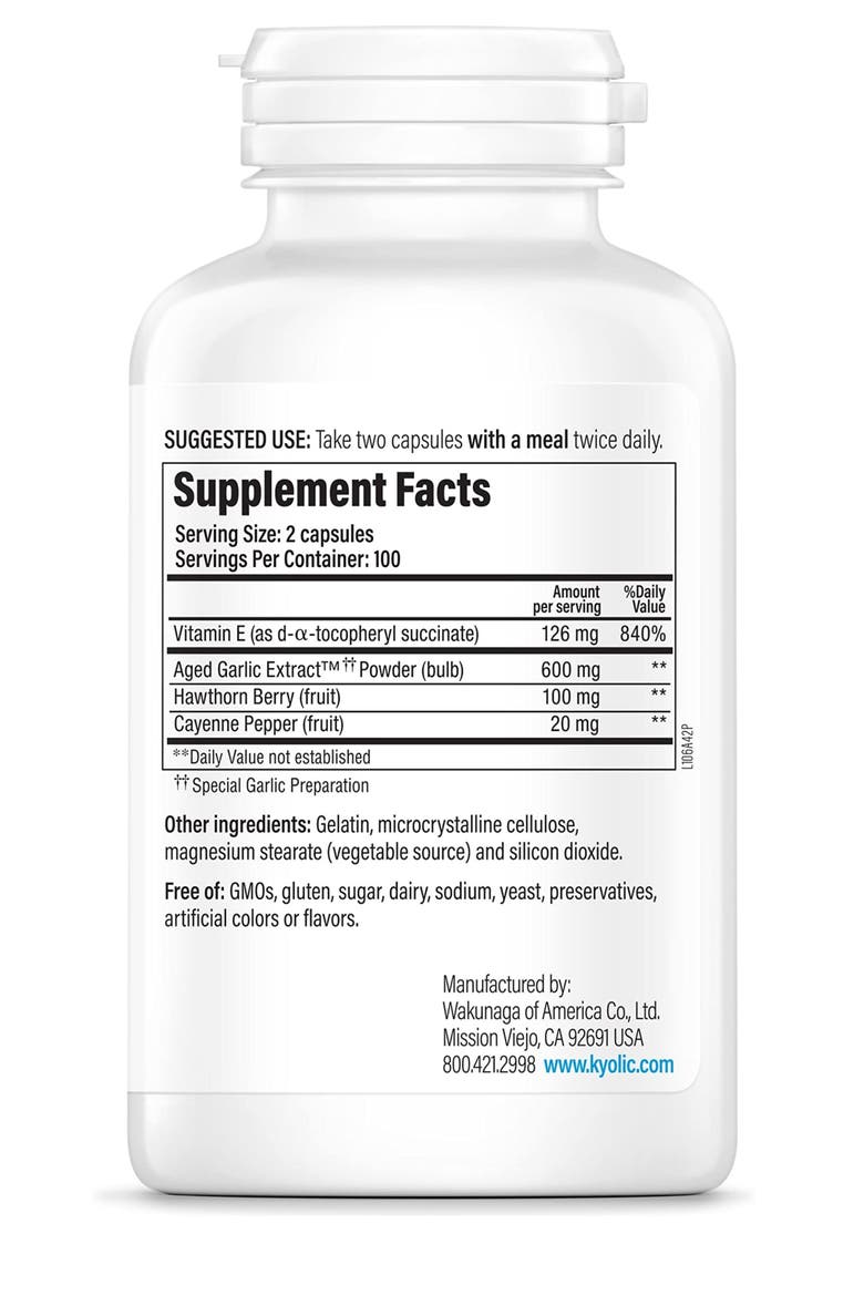 Aged Garlic Extract  Formula 106, Circulation Health, Capsules 200 Count, Alternate, color, None