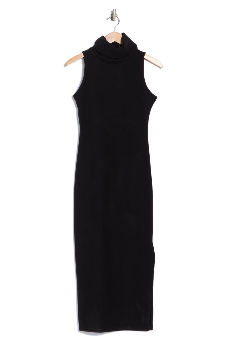 Turtleneck Rib Knit Midi Dress, Alternate, color, BLACK