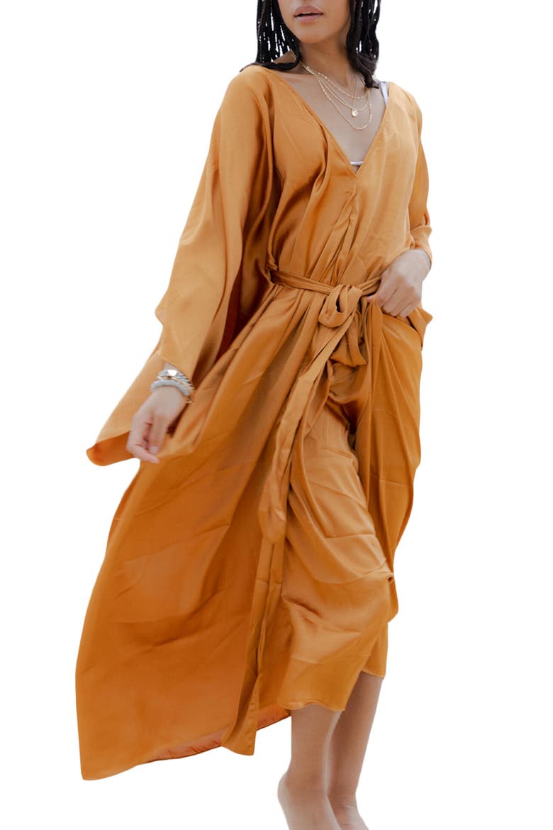 Tie Front Kaftan, Main, color, GOLD