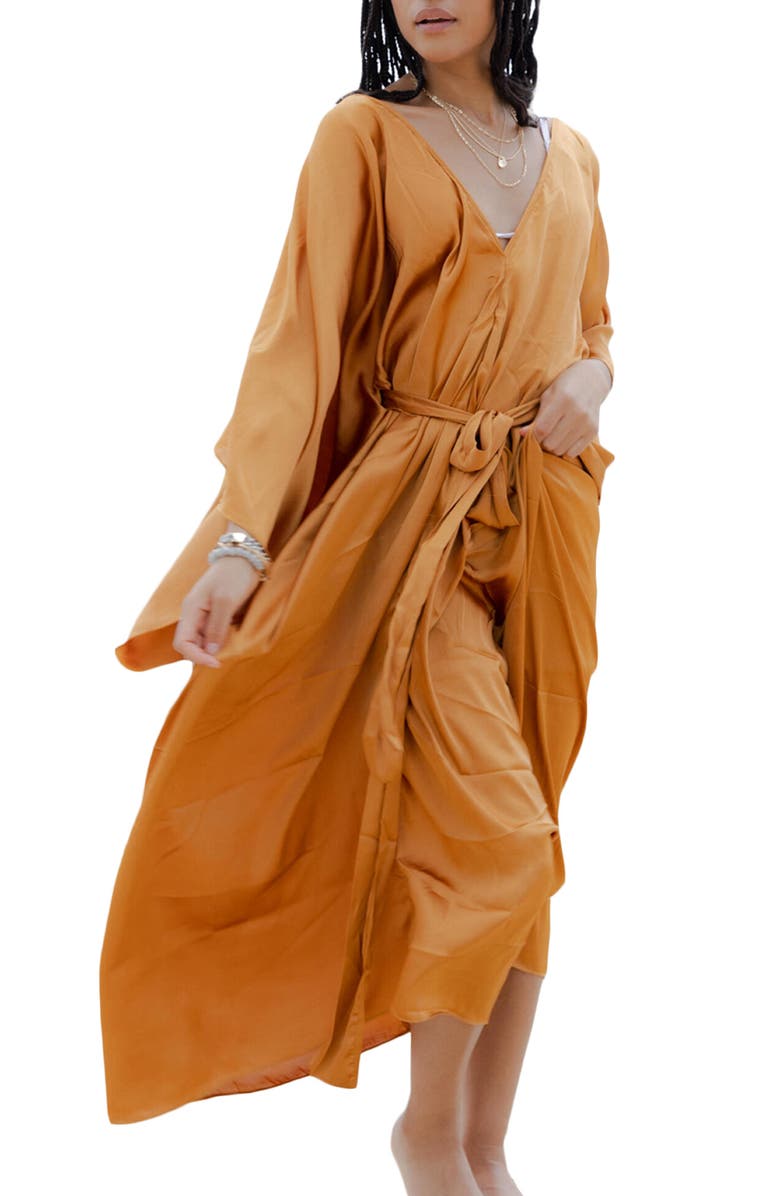 SAACHI Tie Front Kaftan, Main, color, Gold