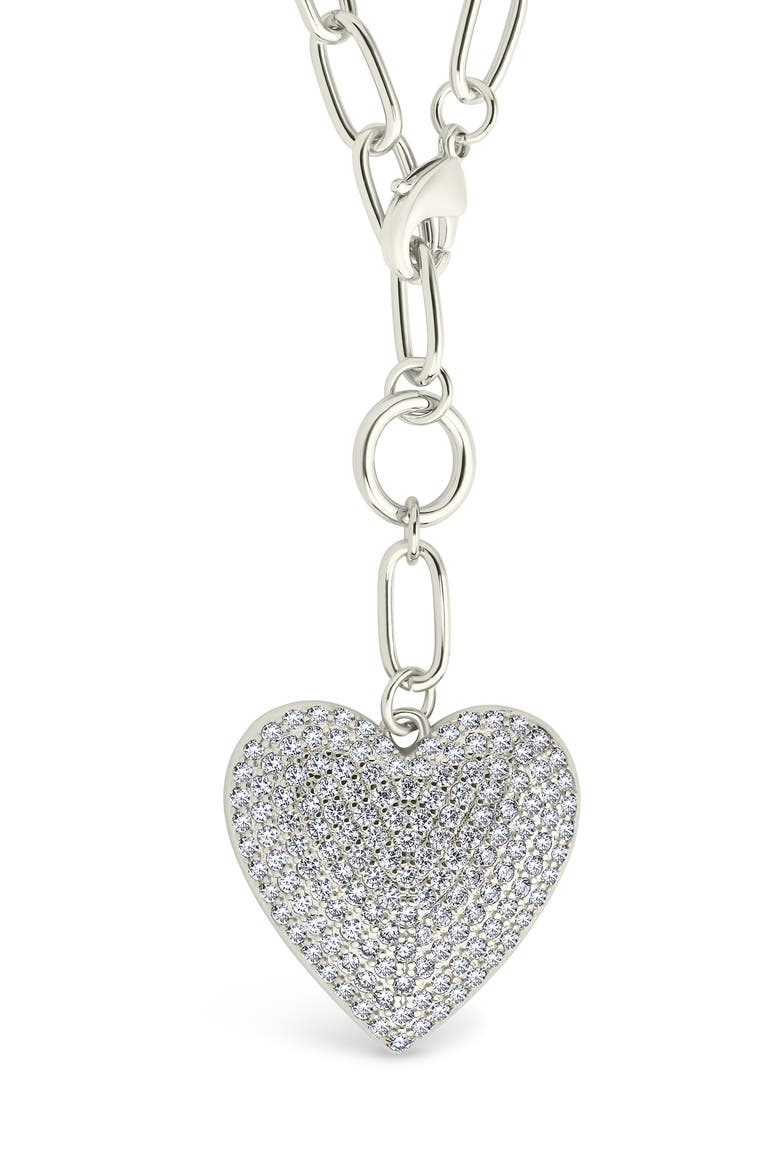 Disco Heart Pendant Necklace, Main, color, SILVER