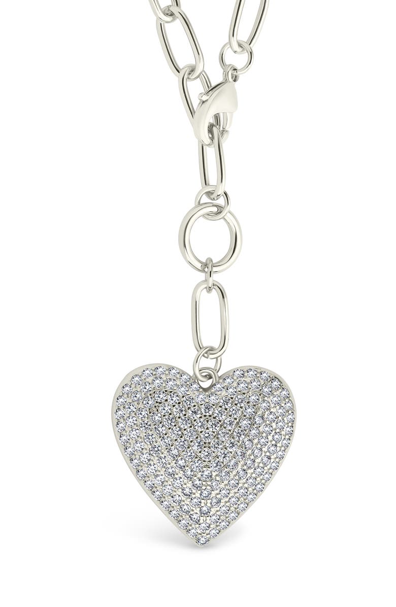 Sterling Forever Disco Heart Pendant Necklace, Main, color, Silver
