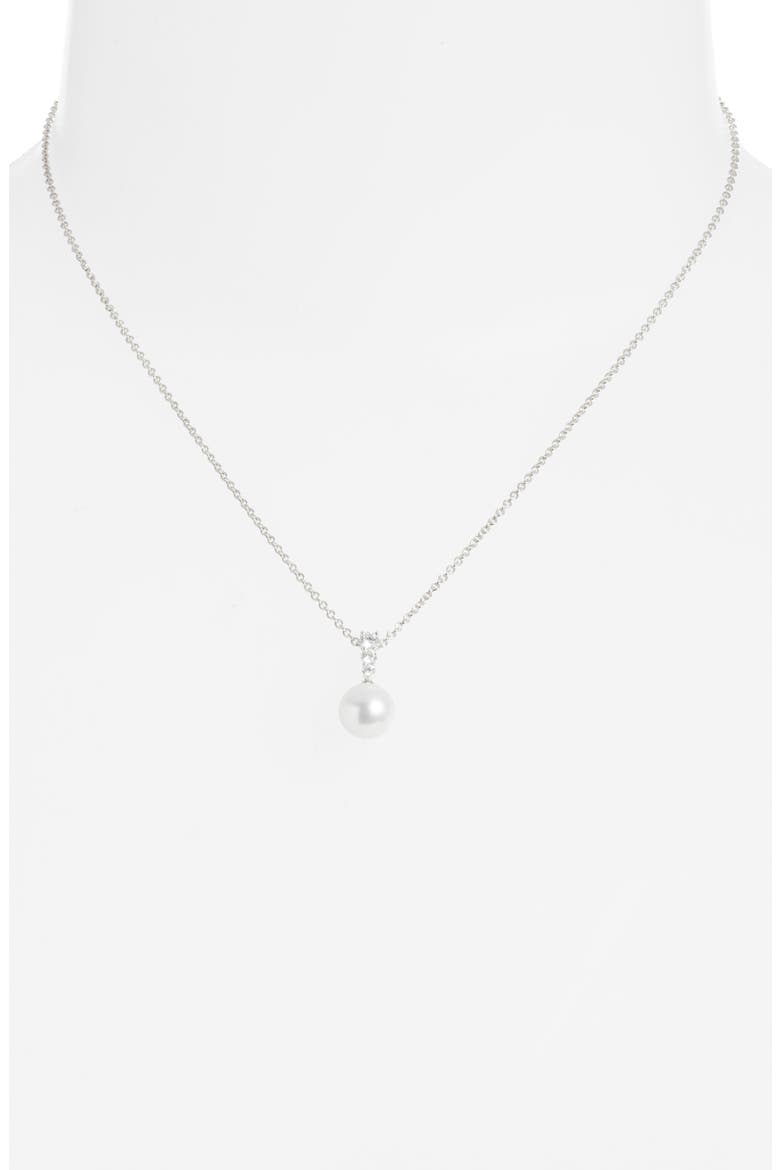 Morning Dew Akoya Pearl & Diamond Pendant Necklace, Alternate, color, WHITE GOLD/ DIAMOND/ PEARL