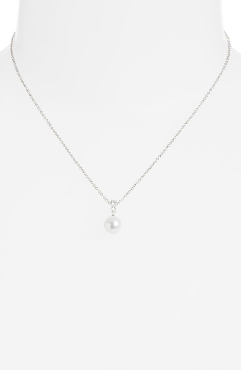 Mikimoto Morning Dew Akoya Pearl & Diamond Pendant Necklace, Alternate, color, White Gold/ Diamond/ Pearl