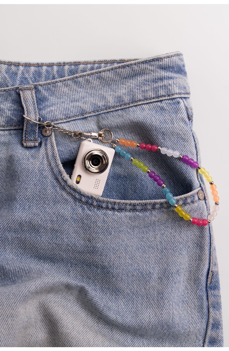 Posh Tech Mini Digital Camera with Beaded Lanyard, Main, color, White