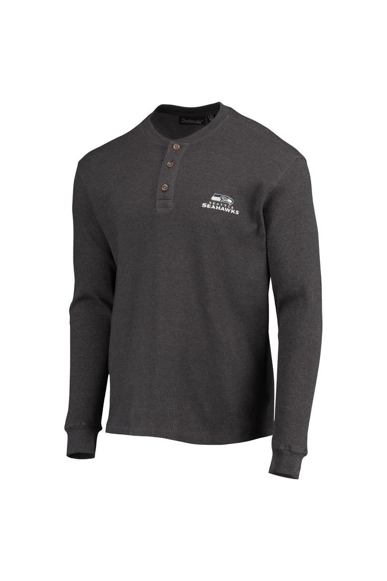 Men's Dunbrooke Heathered Gray Seattle Seahawks Logo Maverick Thermal Henley Long Sleeve T-Shirt, Alternate, color, Heather Gray