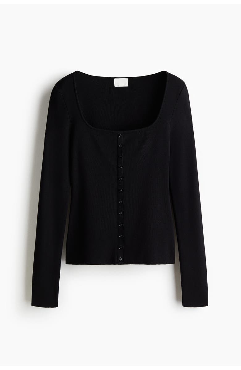 H&M Square-neck Top, Main, color, Black
