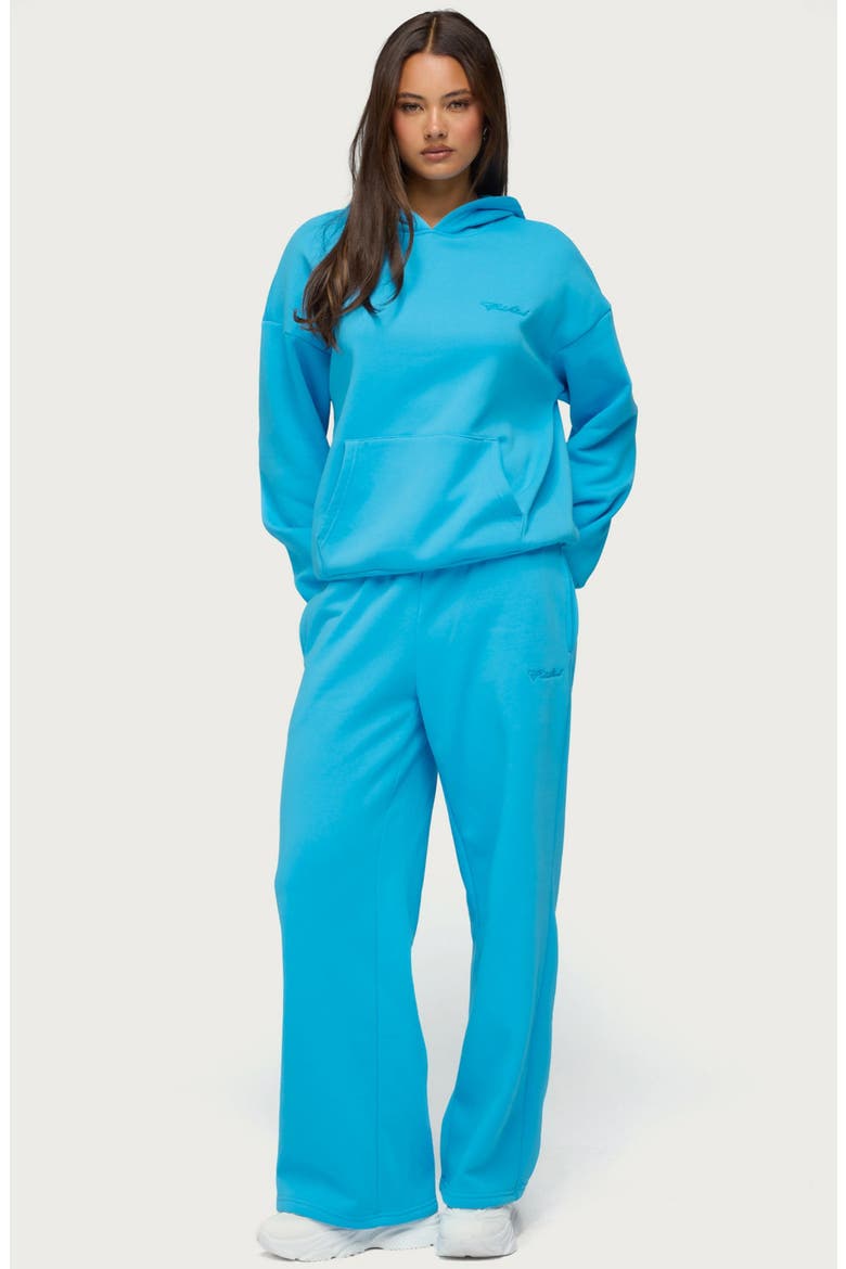 Basic Girl Cotton Blend Wide Leg Sweatpants, Alternate, color, TURQUOISE