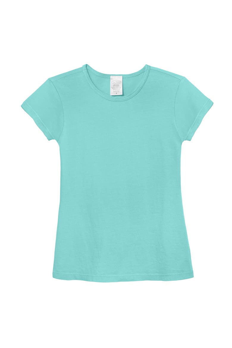 Baby Girls Organic 100% Cotton Soft Jersey Cap Sleeve Crew Tee, Main, color, Wave