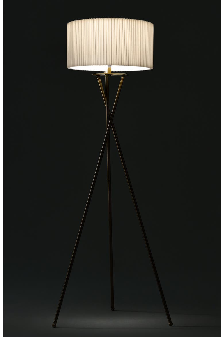 Jaxon Pleated 60" Smart Home Compatible LED Twisted Tripod Floor Lamp, Bulb Included, Alternate, color, Polished Gold