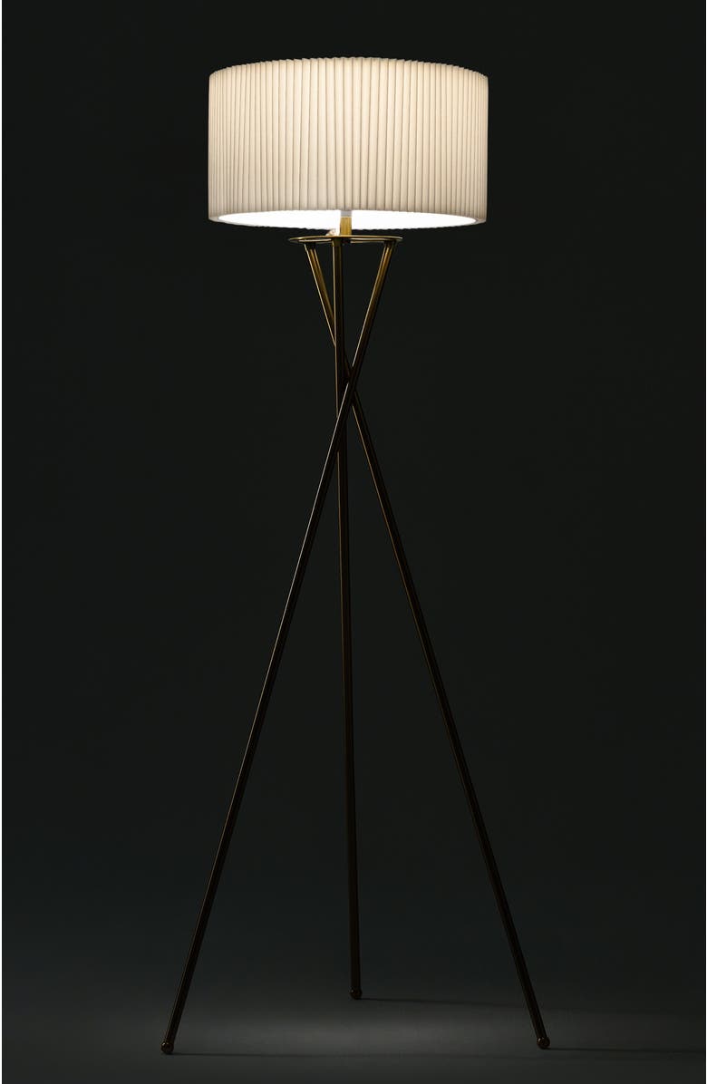 Brightech Jaxon Pleated 60" Smart Home Compatible LED Twisted Tripod Floor Lamp, Bulb Included, Alternate, color, Polished Gold