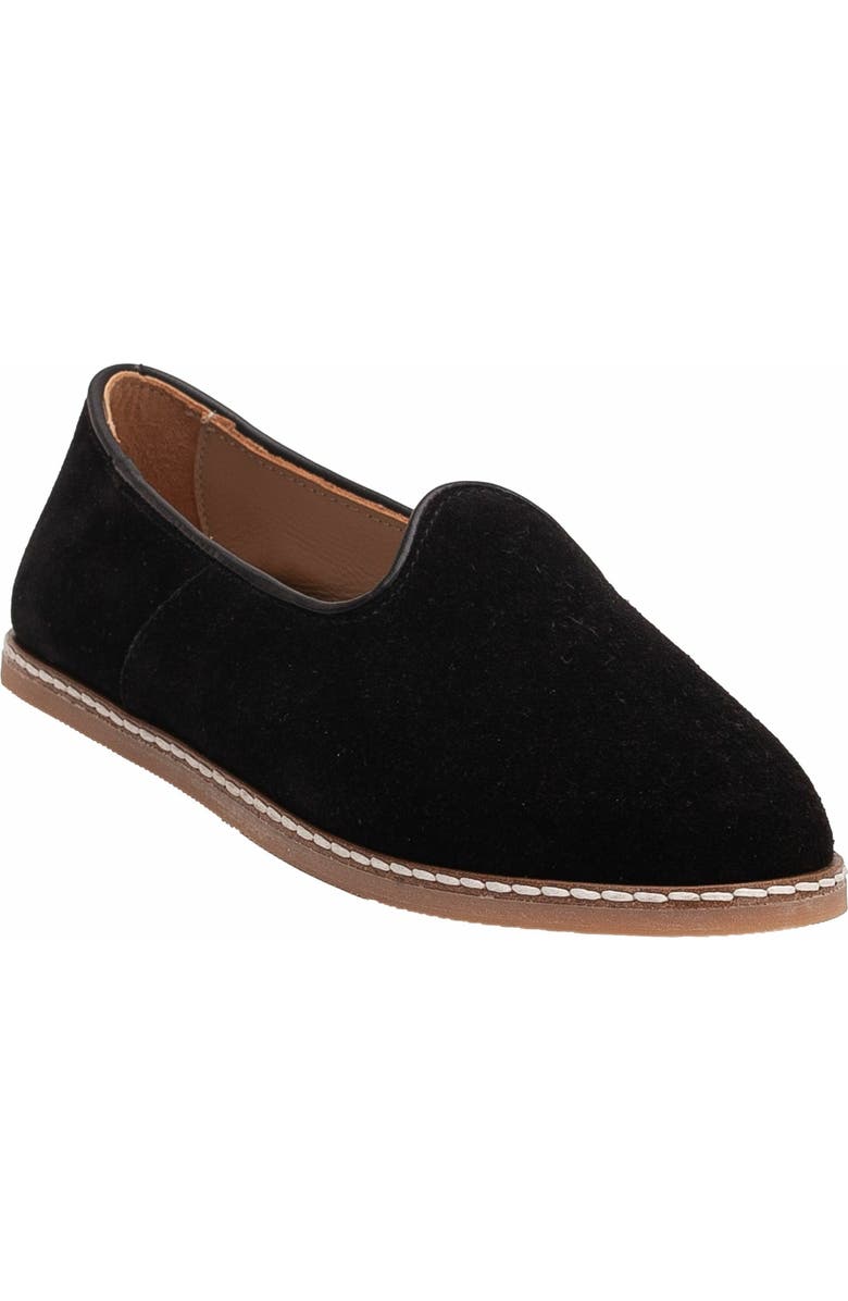 Epilogue Shoes Istanbul Suede Leather Slip On Flats, Main, color, Black Suede Leather