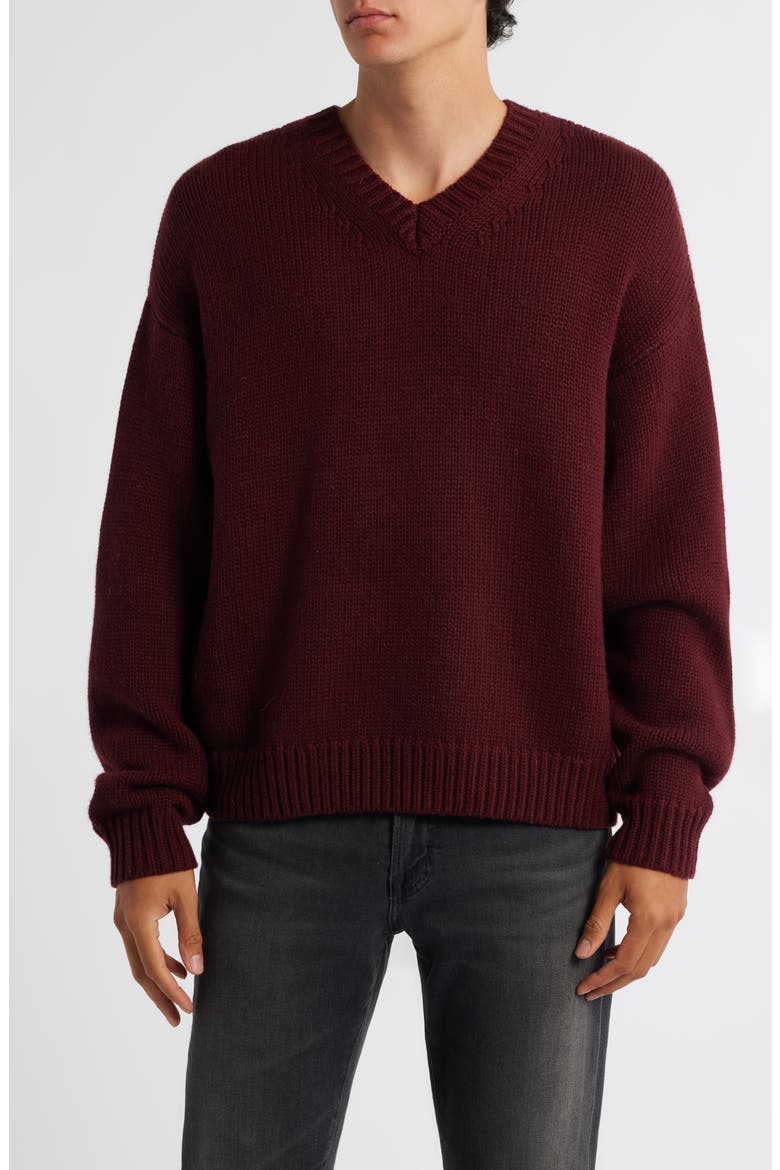 Oversize Wool & Cashmere Crewneck Sweater, Main, color, BURGUNDY