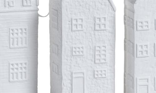 Zodax Set Of 6 Amsterdam Canal House Bone China Ornaments In White