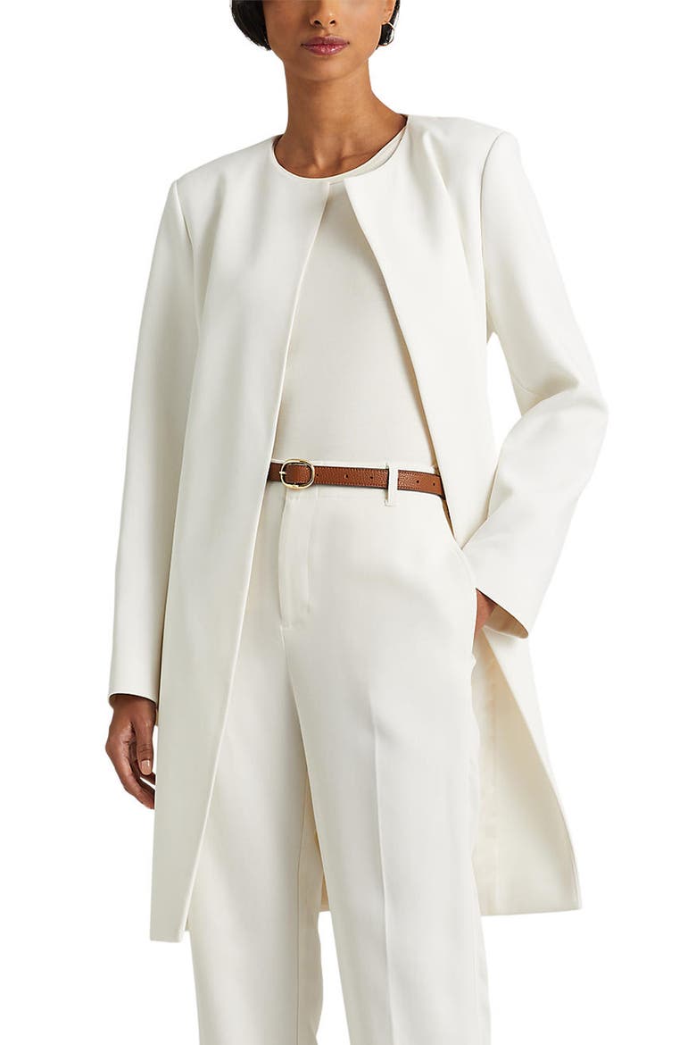 Belted Crepe Jacket, Main, color, NATURAL CREAM