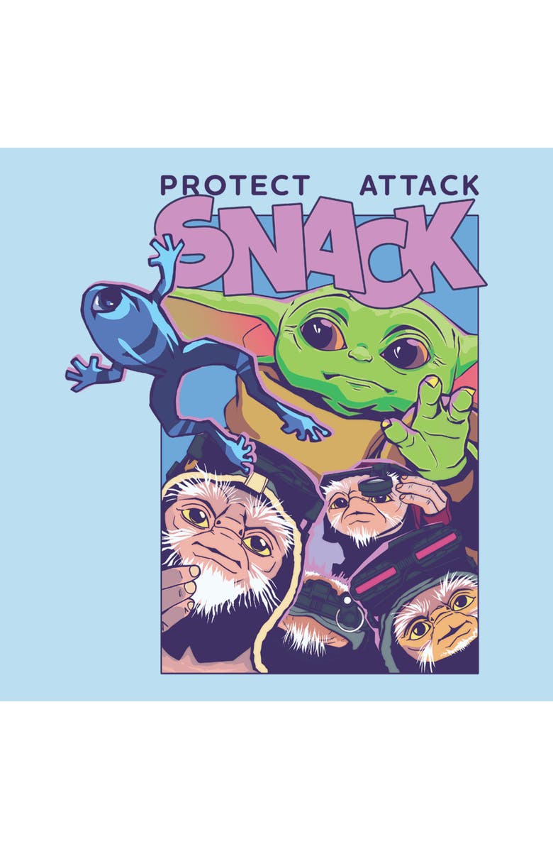 Star Wars: The Mandalorian and Grogu Men's Star Wars The Mandalorian and Grogu Protect Attack Snack Collage  Graphic T-Shirt, Alternate, color, 