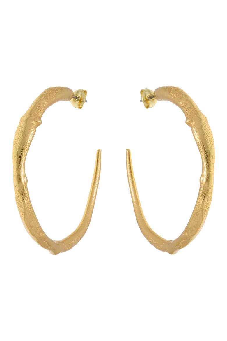 Molly Molten Hoop Earrings, Main, color, GOLD TONE