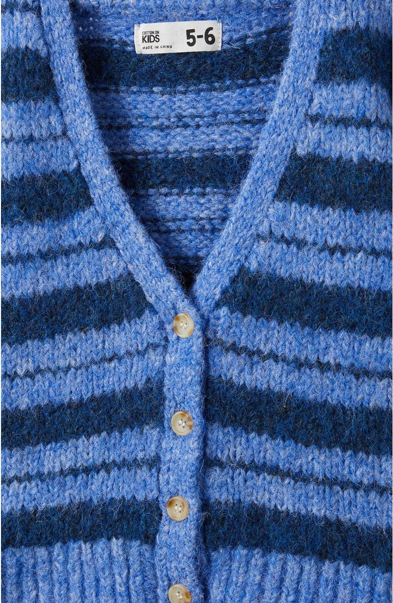 Cotton On Kids Kid's Vera Vee Neck Cardigan, Alternate, color, Deep Sea Blue Stripe