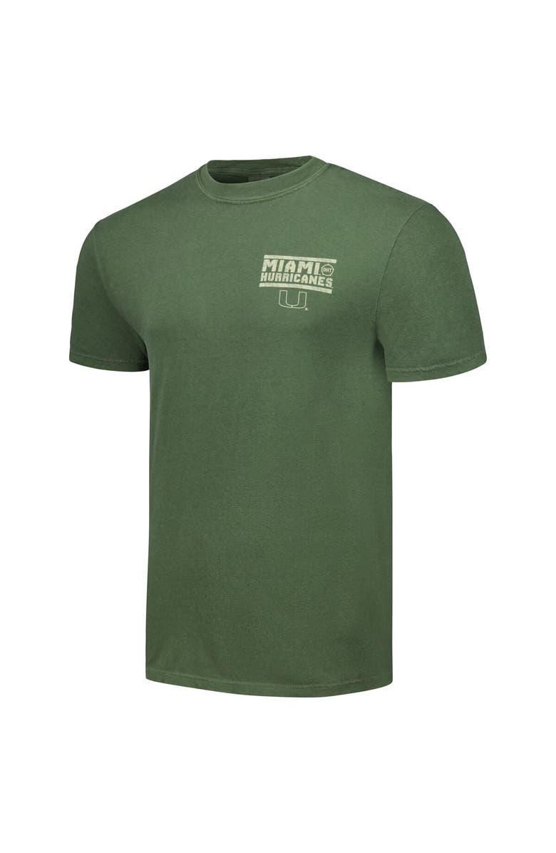 IMAGE ONE Men's Olive Miami Hurricanes OHT Military Appreciation Comfort Colors T-Shirt, Alternate, color, 