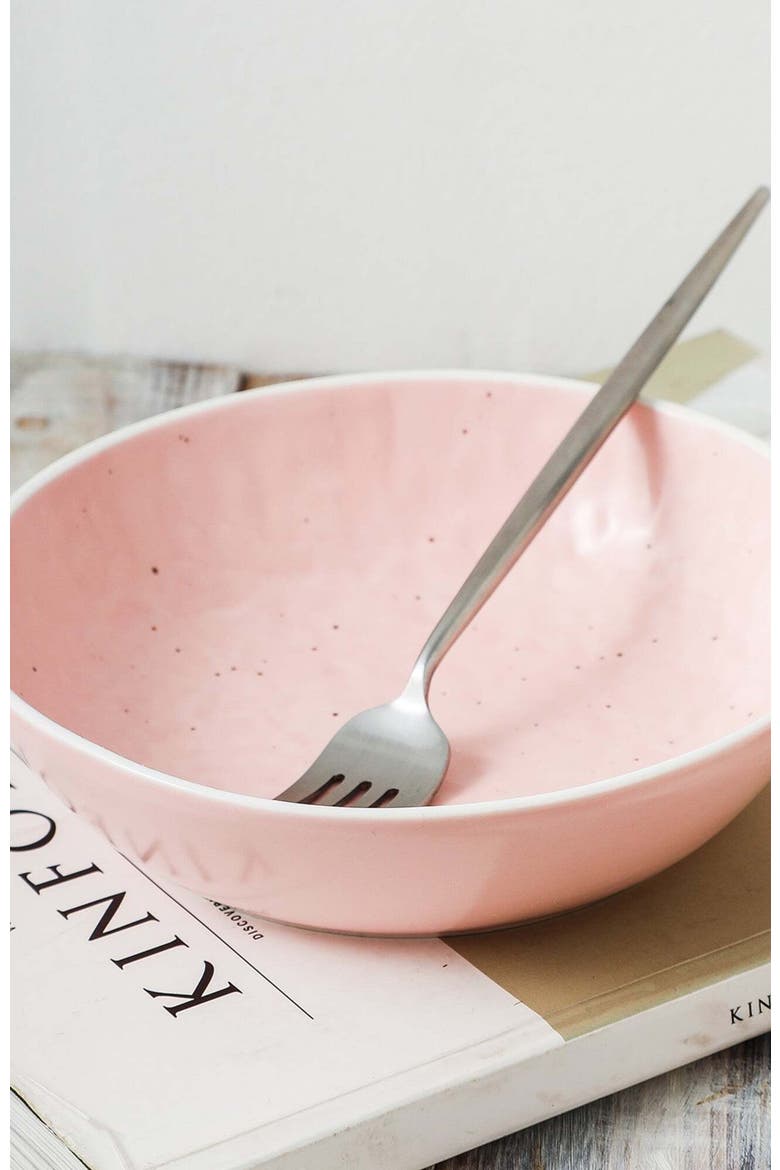Elena Stoneware 4-Piece Bowl Set, Alternate, color, Pink
