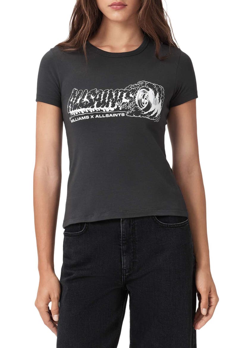 Stevie Graphic Print Burnout T-Shirt, Main, color, WASHED BLACK