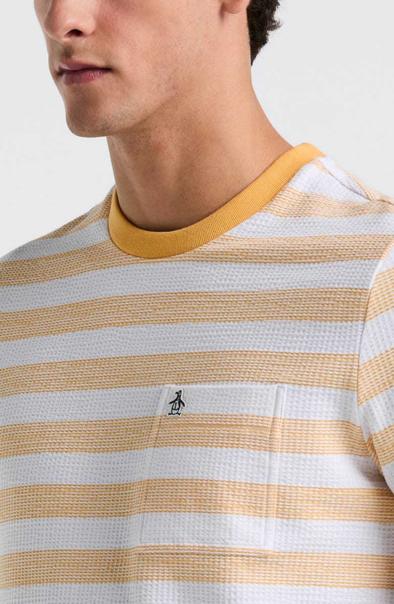 Original Penguin Stripe Waffle Knit Pocket T-Shirt, Alternate, color, 