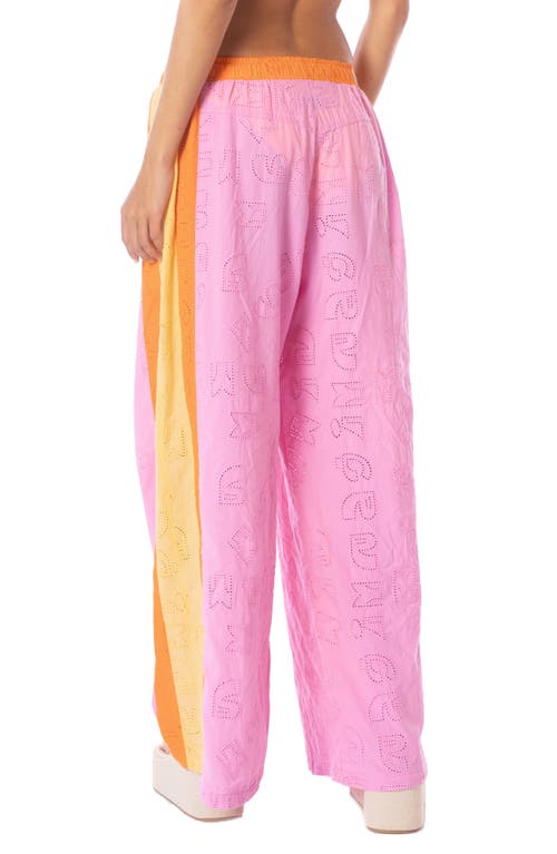 Maaji Cotton Eyelet Cover-up Pants In Bright Pink
