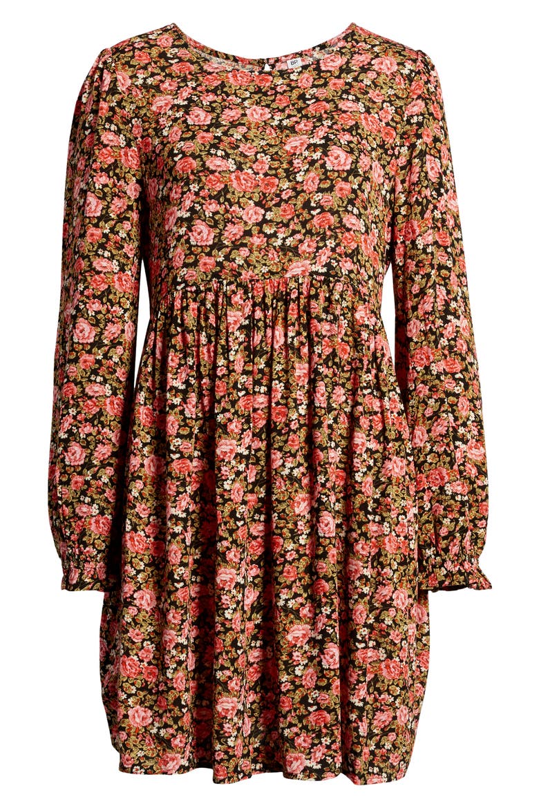 Frill Cuff Long Sleeve Dress, Alternate, color, BLACK BETSY ROSE FLORAL