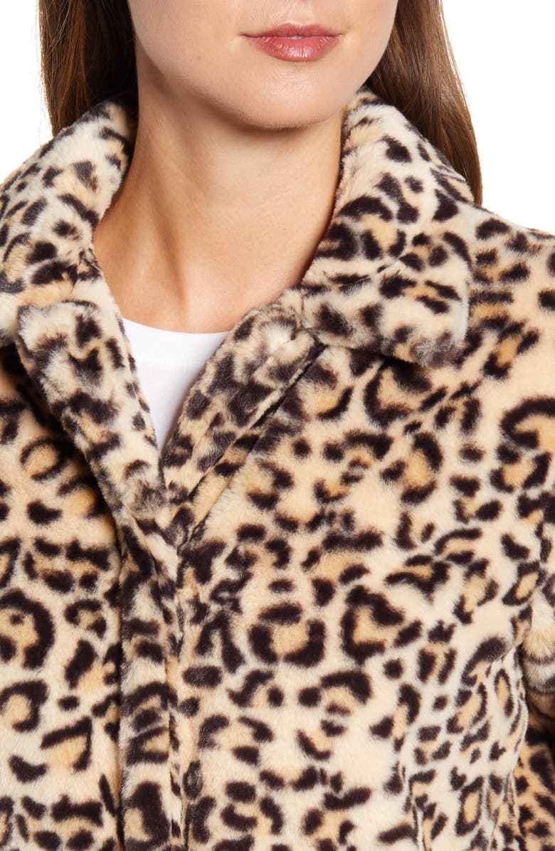 Wit & Wisdom Leopard Print Faux Fur Coat, Alternate, color, 