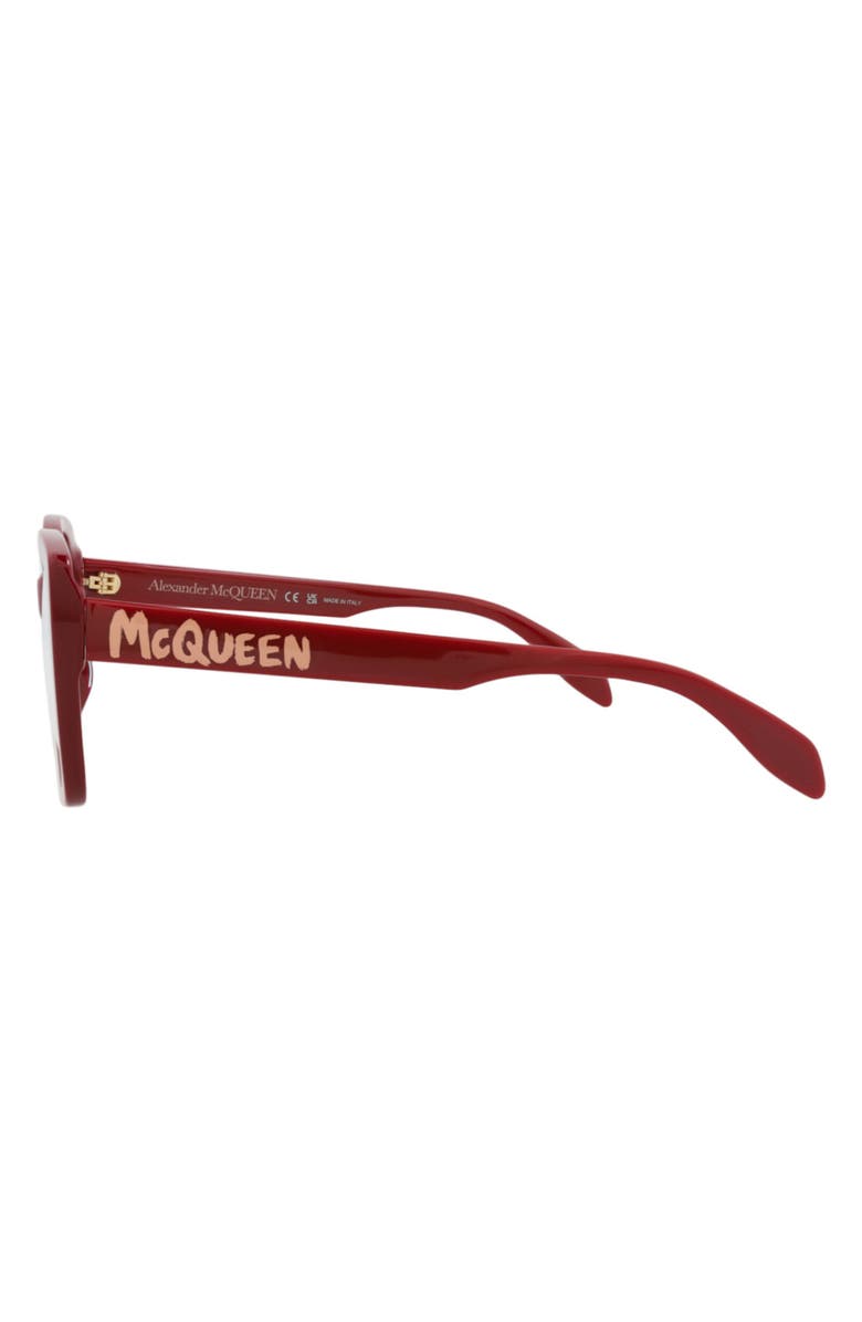 McQueen 52mm Square Optical Glasses, Alternate, color, Red Red Transparent