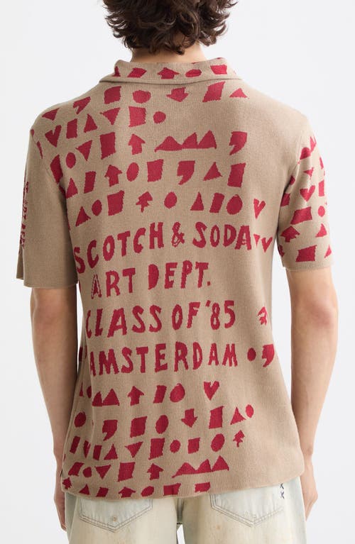 Scotch & Soda Jacquard Knit Camp Shirt In Brown