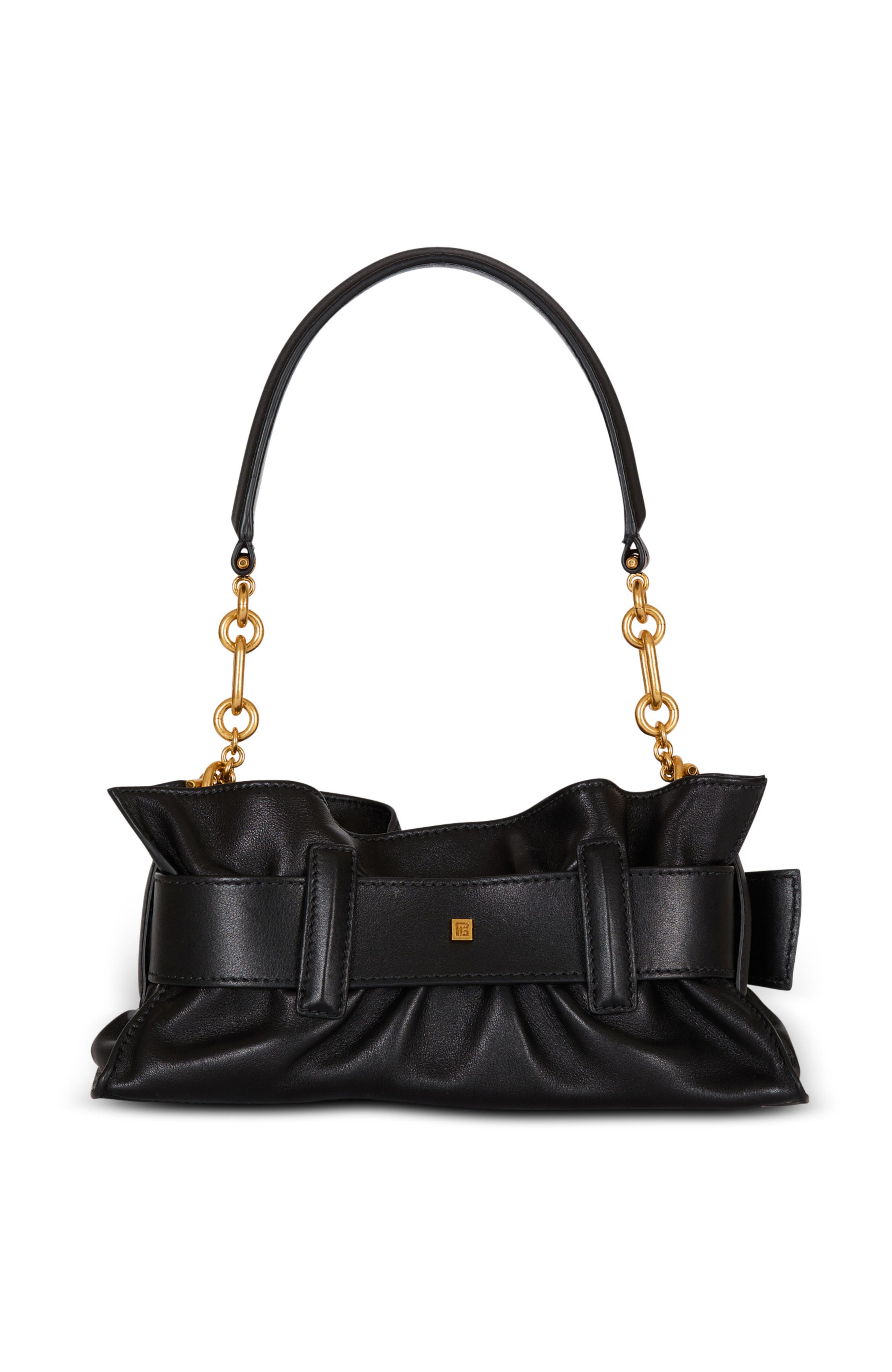 Balmain Mini Anthem Shoulder bag in calfskin leather, Alternate, color, Black
