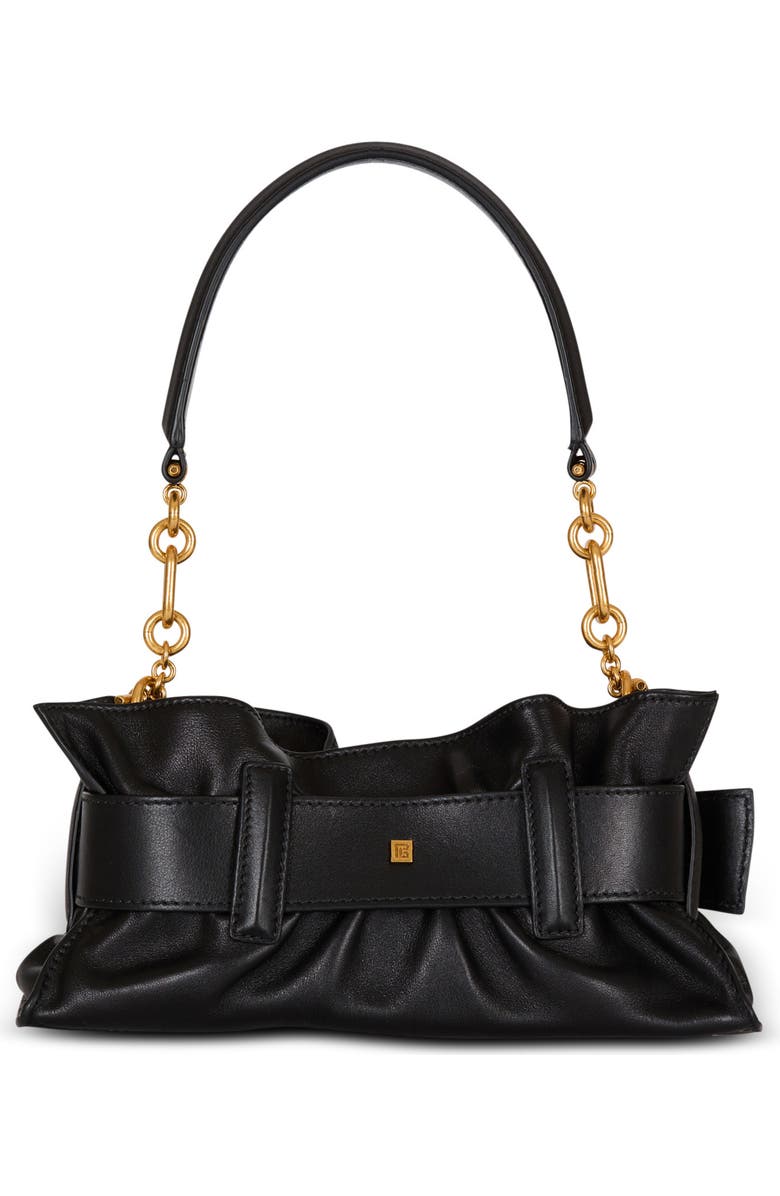 Balmain Mini Anthem Shoulder bag in calfskin leather, Alternate, color, Black