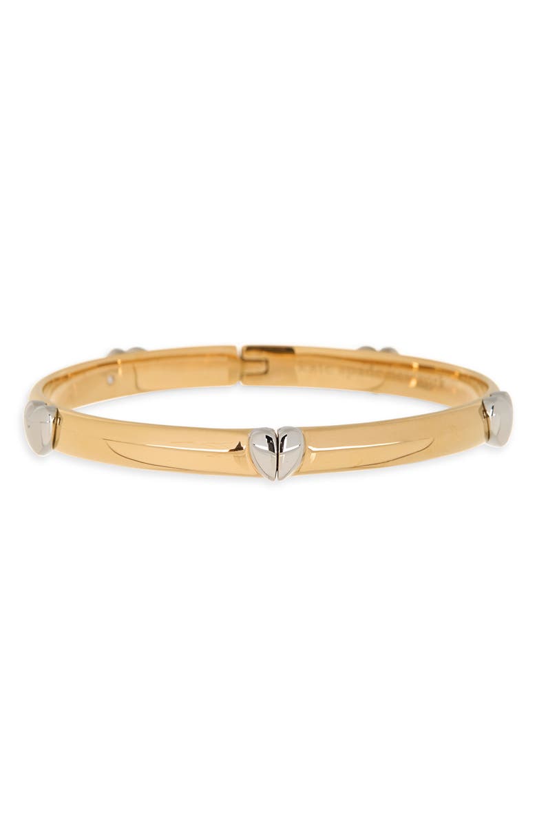 Kate Spade New York heartful hinged bangle, Main, color, Gold/ Silver