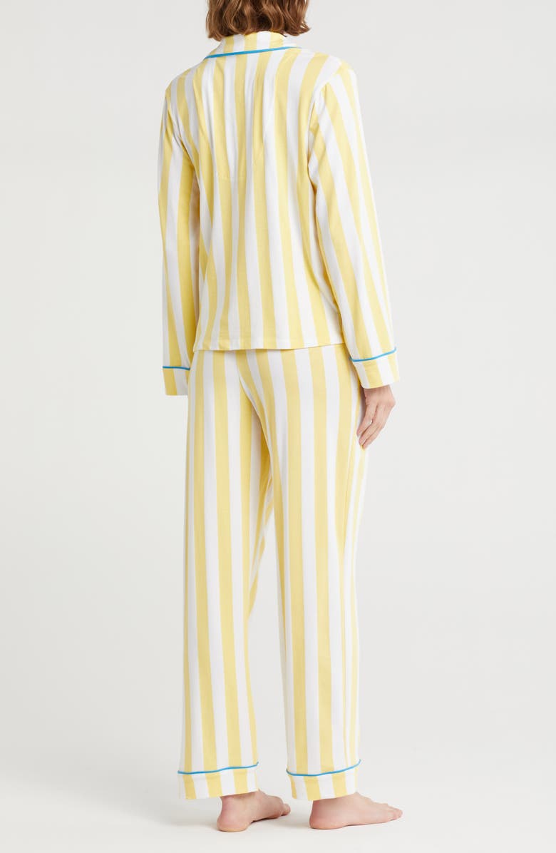 DKNY Stripe Long Sleeve Top & Pants Pajamas, Alternate, color, Yelw/ Wht