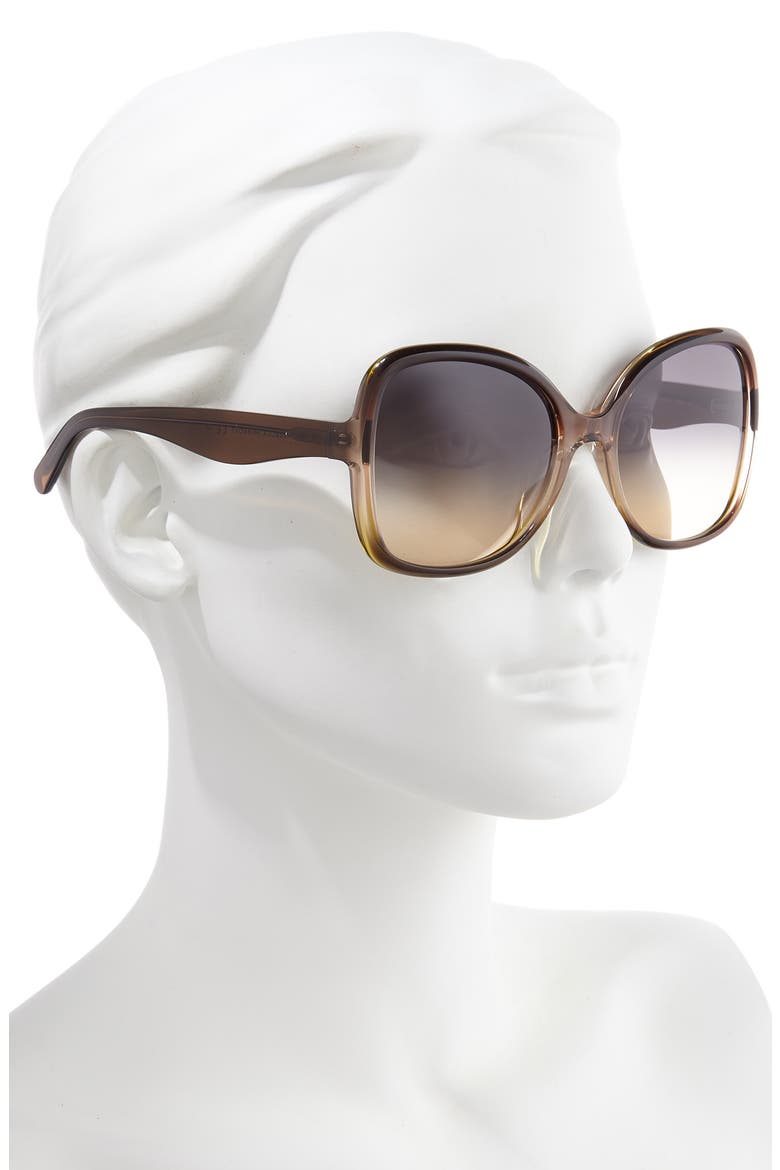 Lark2 58mm Butterfly Sunglasses, Alternate, color, LIME PEACH/ BROWN OCHRE