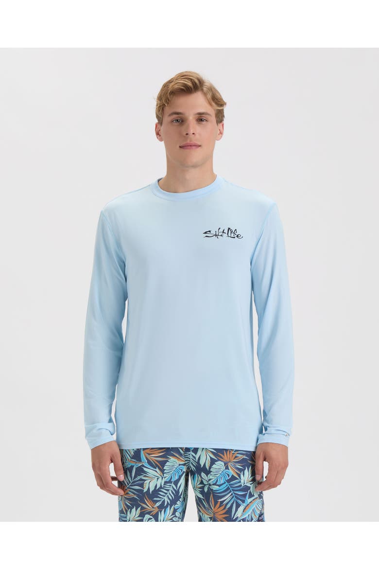 One Cast at a Time Long Sleeve Performance Tee, Main, color, Glacial Blue Heather