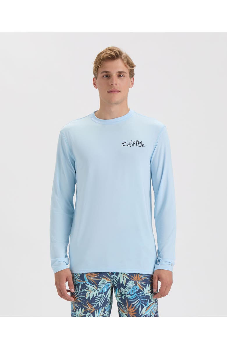 Salt Life One Cast at a Time SLX Performance Long Sleeve Shirt, Main, color, Glacial Blue Heather