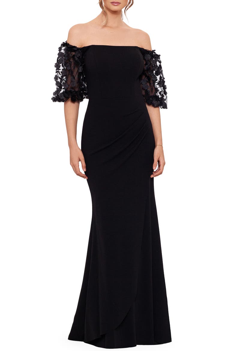 Off the Shoulder Floral Appliqué Trumpet Gown video