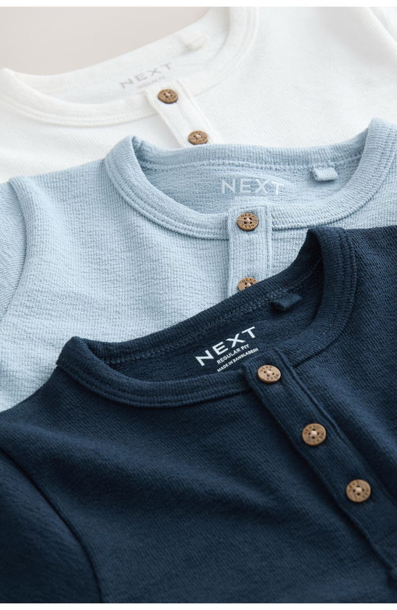 NEXT Kids' Assorted 3-Pack Textured Henley T-Shirts, Alternate, color, Blue