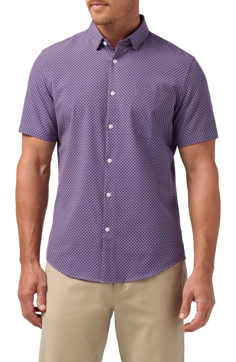 Mizzen+Main Leeward Trim Fit Short Sleeve Performance Button-Up Shirt, Main, color, 