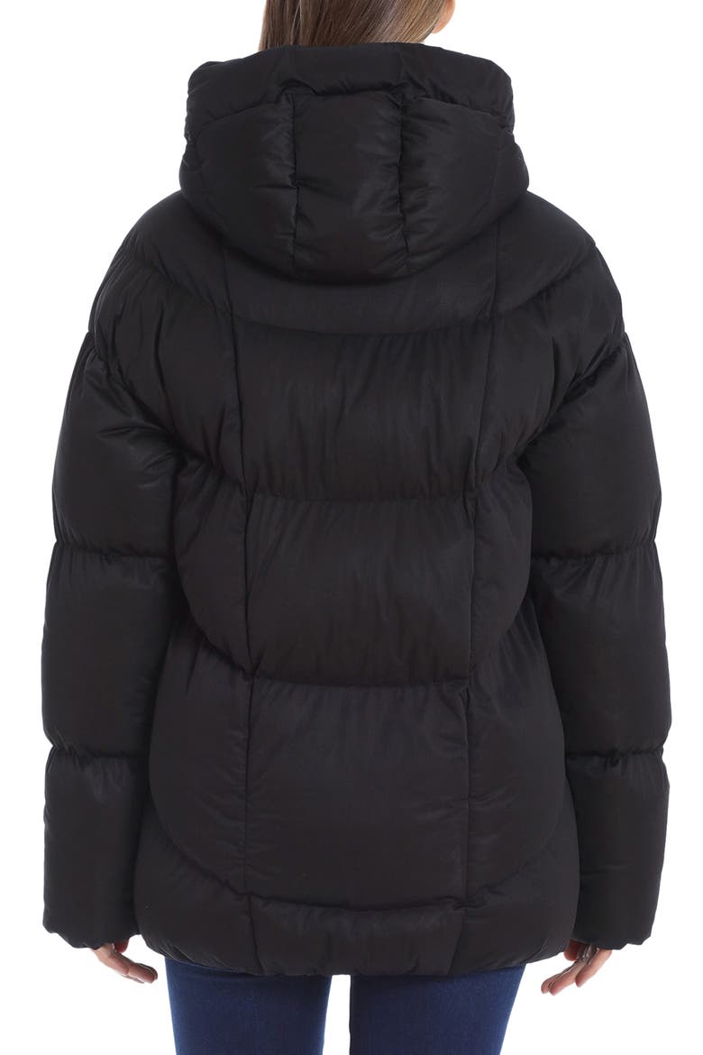 Water Resistant Hooded Cozy Duvet Puffer Jacket, Alternate, color, BLACK