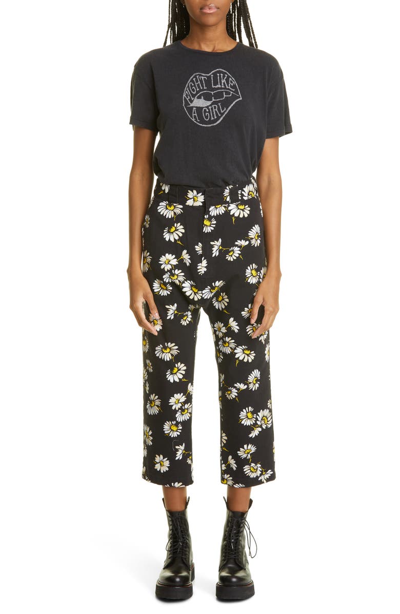 R13 Women's Fight Like a Girl Oversize Stretch Cotton Graphic Tee, Alternate, color,