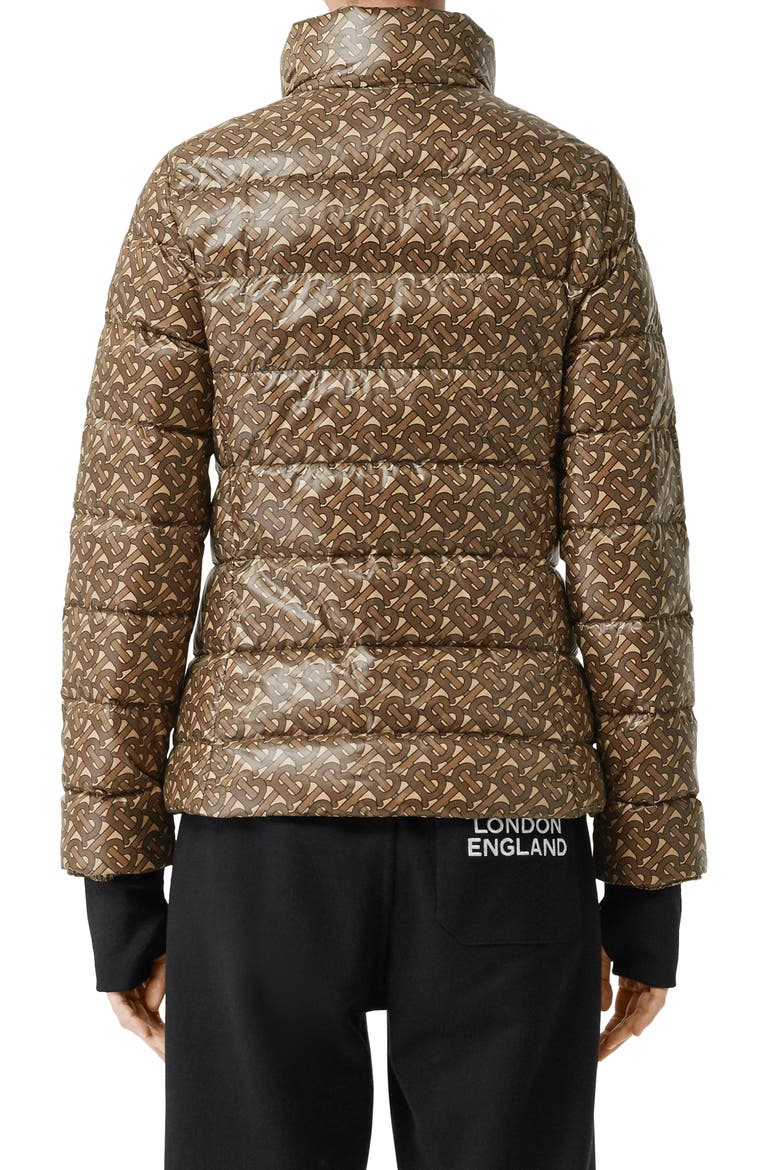 TB Monogram Print Pentland Down Puffer Jacket, Alternate, color, BRIDLE BROWN