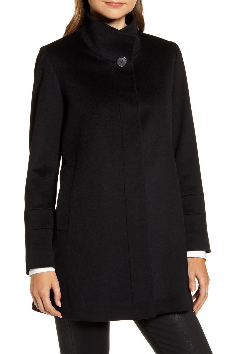 Fleurette Stand Collar Wool Car Coat, Alternate, color,