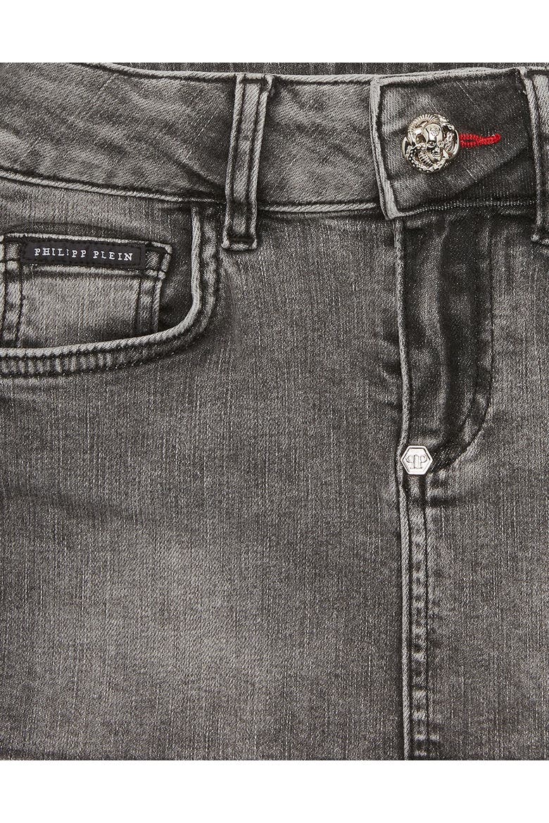 Denim Mini Skirt Girl, Alternate, color, GREY SMOKE