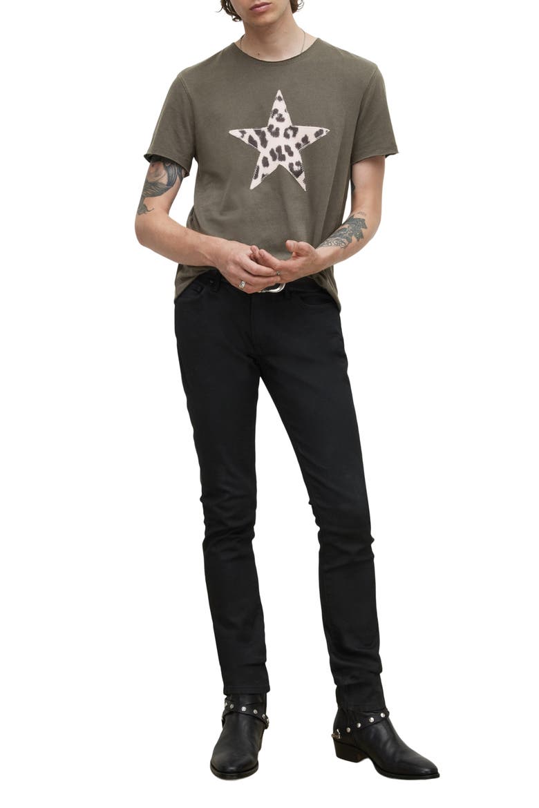 Raw Edge Cheetah Star Appliqué T-Shirt, Alternate, color, COAL