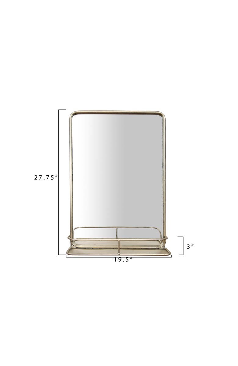 Storied Home Metal Framed Wall Mirror with Shelf and Antique Nickel Finish, Alternate, color, Gold